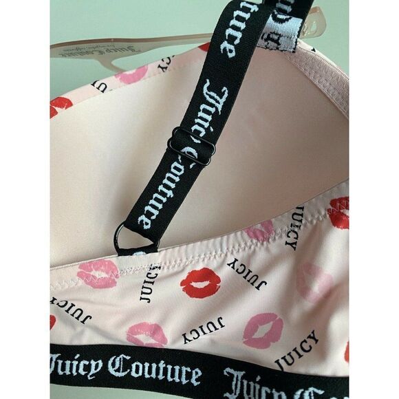 Juicy Couture Standout Straps Bra 40C Logo And Lipstick JC4182H Pink NWT $32 - Picture 7 of 8